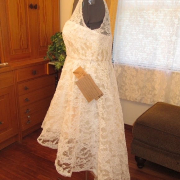 High Low Wedding Prom pageant Shower lace Dress - Picture 4 of 6